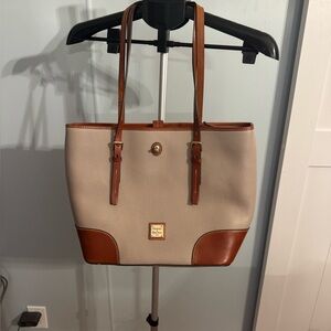 Dooney & Bourke Cream and Brown Tote Bag